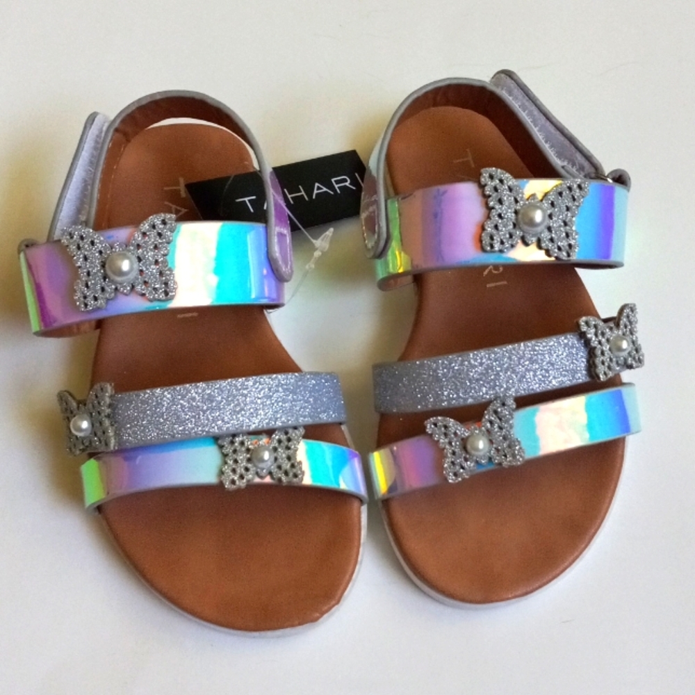 TAHARI SILVER BUTTERFLY SANDALS
